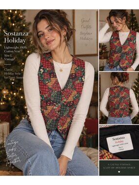 Sostanza Holiday Lighweight 100% Cotton Vest Size L Vintage Parties Gathering